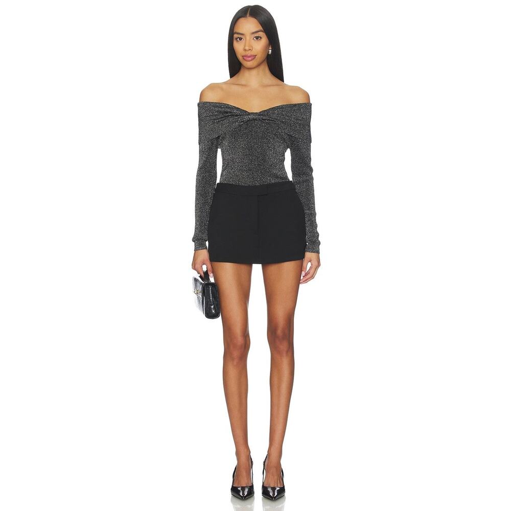 Central Park West Colette Ribbed Lurex Sweater in Black - XS - Picture 4 of 5